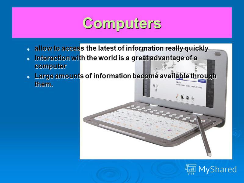 Computers are playing the most important part in peoples lives. Computers are playing the most important part in peoples lives. They offer people a lot of possibilities to develop their imagination, memory and many other mental abilities. They offer 