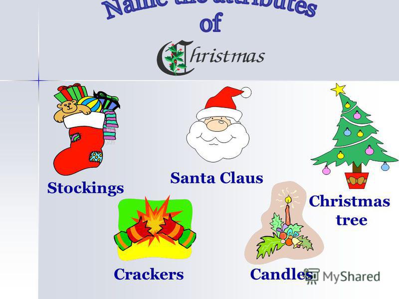 CandlesCrackers Stockings Santa Claus Christmas tree
