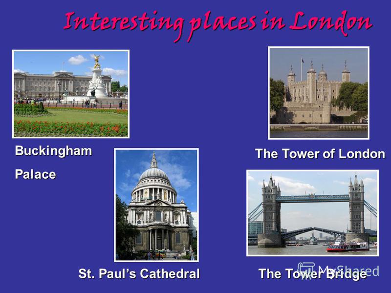 The Tower of London Interesting places in London BuckinghamPalace The Tower Bridge St. Pauls Cathedral