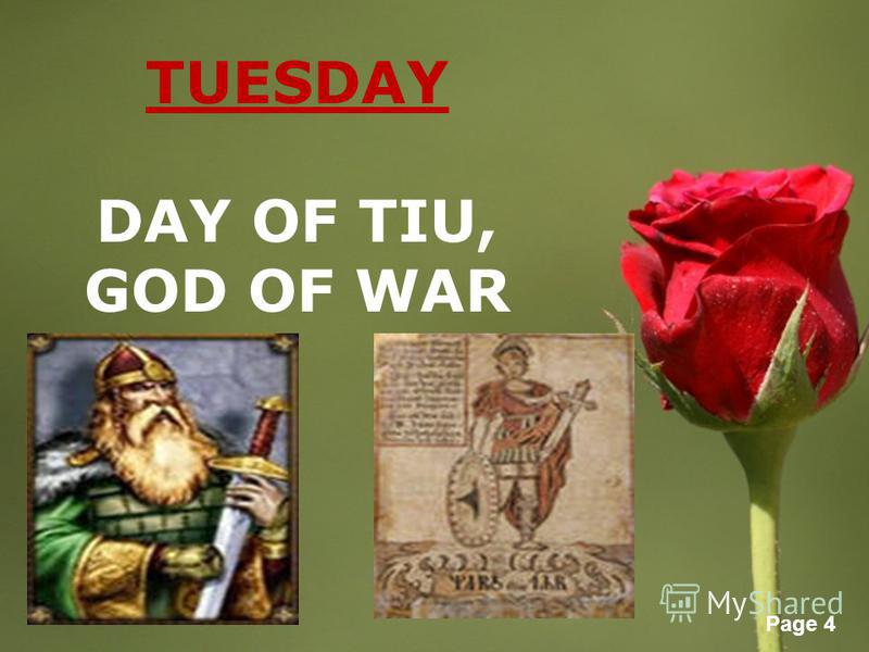 Page 4 TUESDAY DAY OF TIU, GOD OF WAR