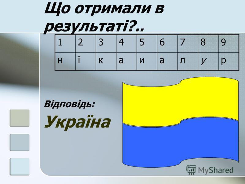 Що отримали в результаті?.. Відповідь: Україна 123456789 нїкаиалур