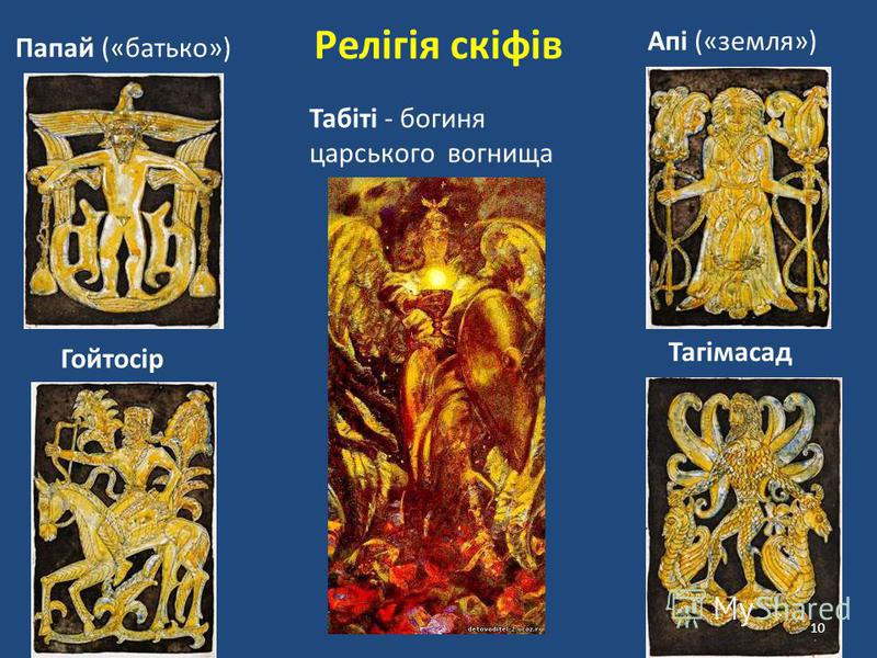 Табіті - богиня царського вогнища Папай («батько») Гойтосір Апі («земля») Тагімасад Релігія скіфів 10