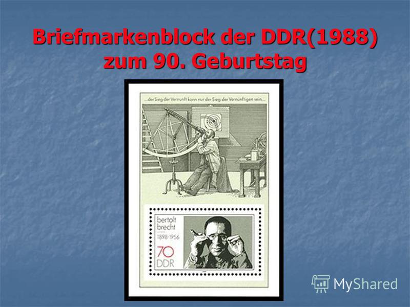 Briefmarkenblock der DDR(1988) zum 90. Geburtstag