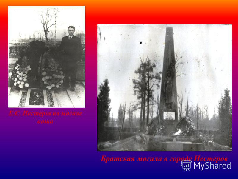 Братская могила в городе Нестеров Е.С. Нестеров на могиле отца