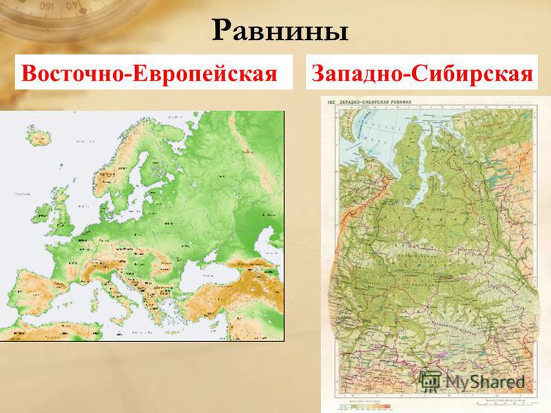 Равнины Восточно-Европейская Западно-Сибирская