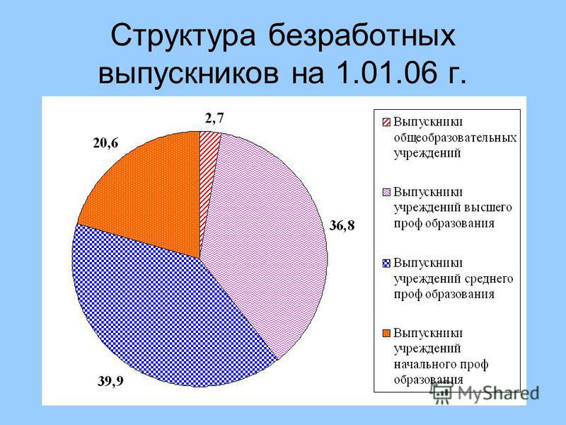 Структура безработных выпускников на 1.01.06 г.