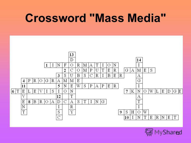 12 Crossword Mass Media