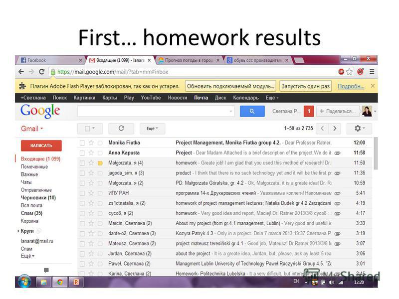 First… homework results