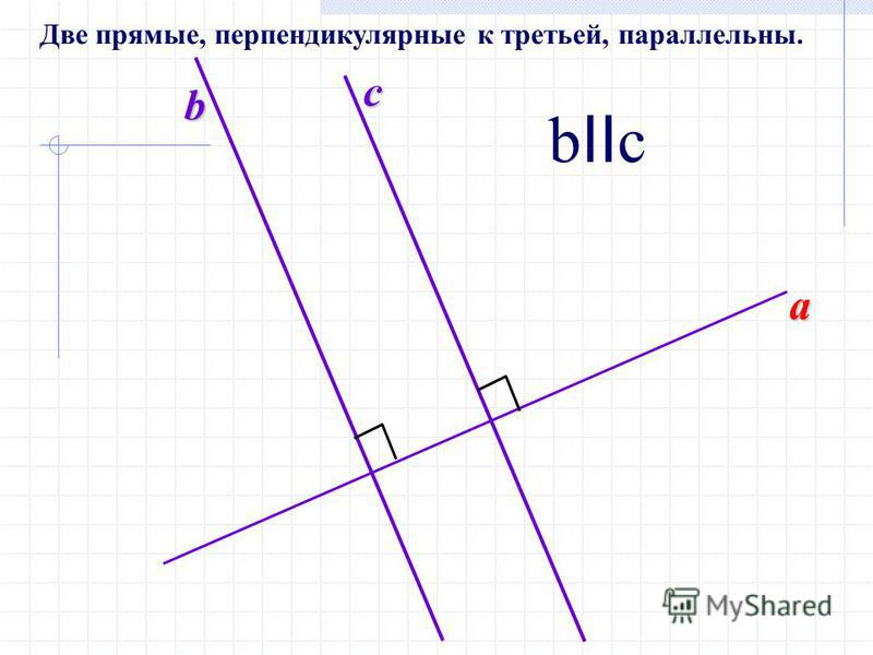 a b c b II c Две прямые, перпендикулярные к третьей, параллельны.