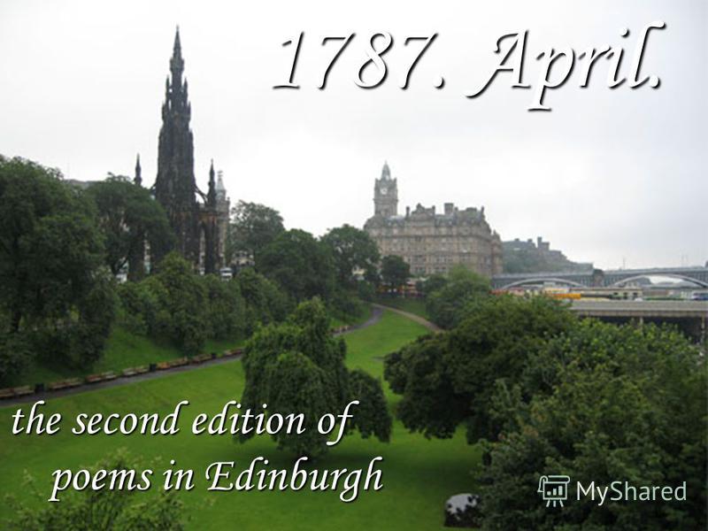 1787. April. the second edition of poems in Edinburgh poems in Edinburgh