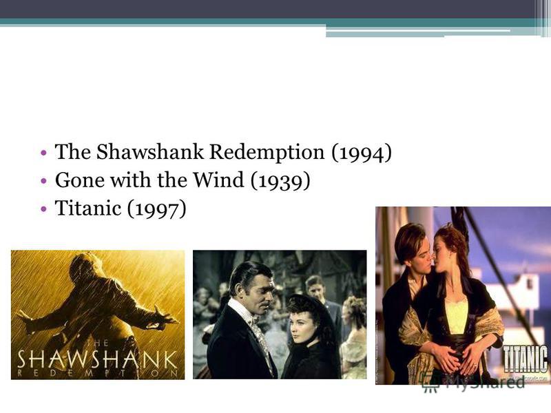 The Shawshank Redemption (1994) Gone with the Wind (1939) Titanic (1997)