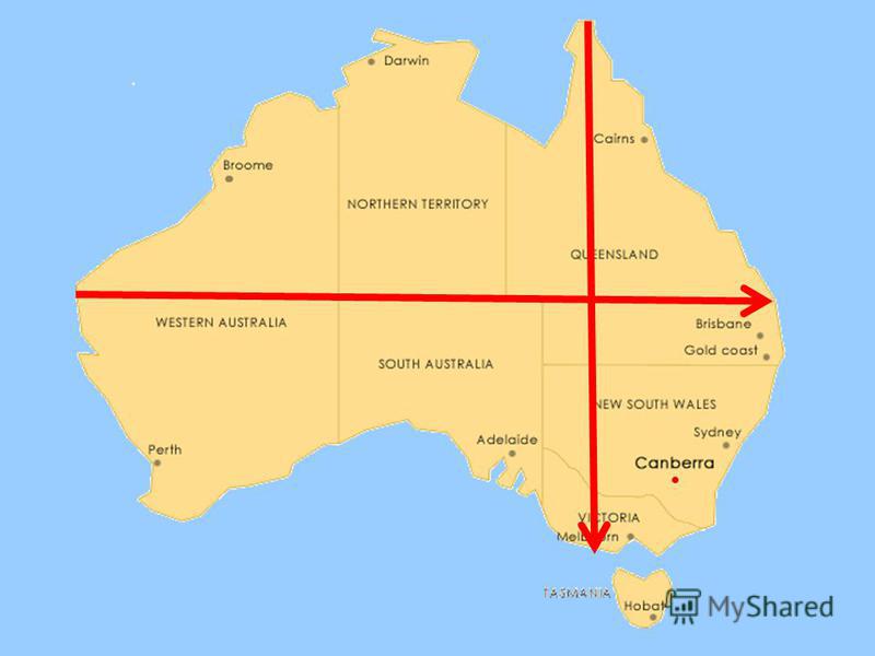 Крайние точки Австралии Северная – мыс Йорк 11° ю. ш., 143° в. д.; Южная – мыс Юго- Восточный 38° ю. ш., 147° в. д.; Западная – мыс Стип-Пойнт 26° ю. ш., 114° в. д.; Восточная – мыс Байрон 28° ю. ш., 154° в. д.
