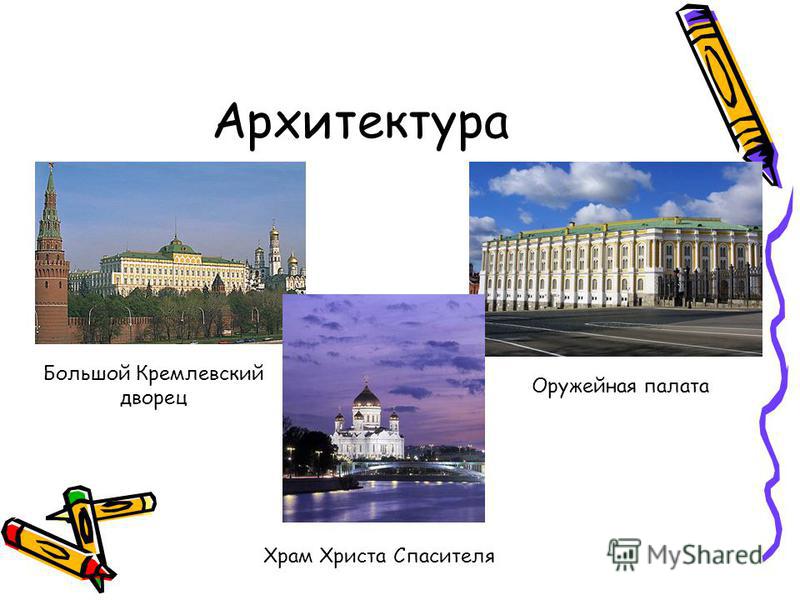 Архитектура Большой Кремлевский дворец Оружейная палата Храм Христа Спасителя