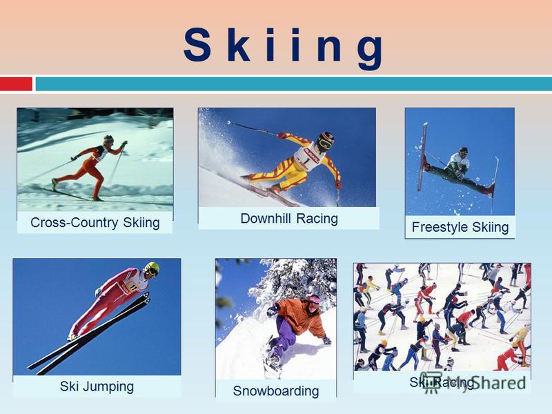 S k i i n g Cross-Country Skiing Downhill Racing Freestyle Skiing Ski Jumping Ski Racing Snowboarding