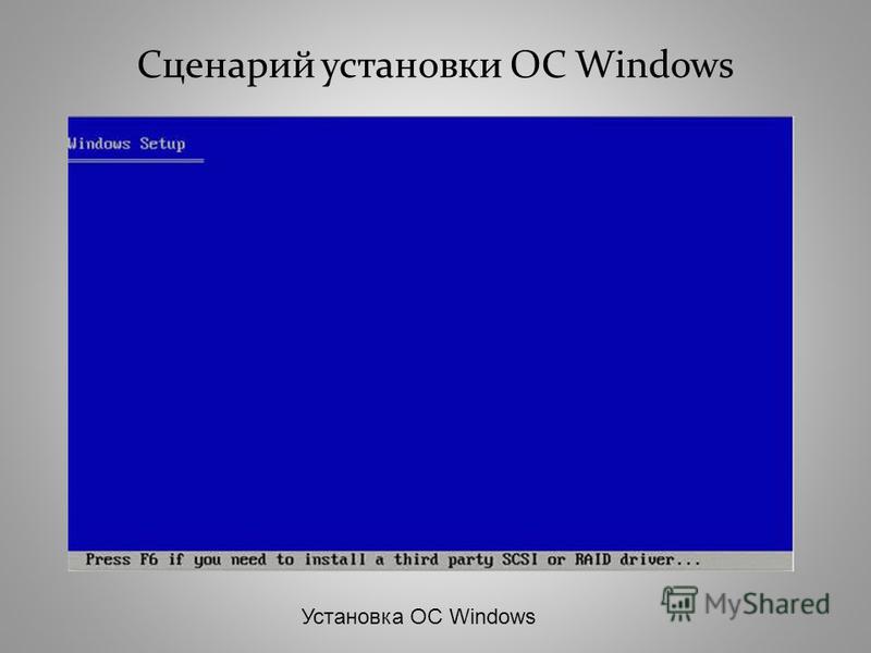 Сценарий установки ОС Windows Установка ОС Windows