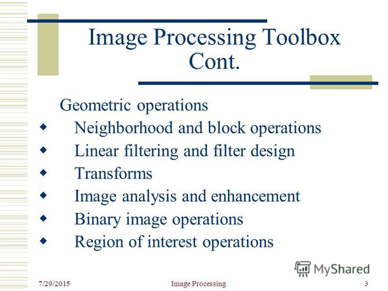 Linear filter image processing