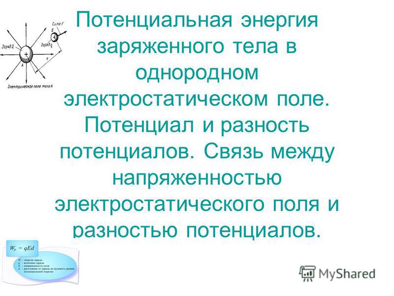 Потенциальная энергия заряженного тела презентация