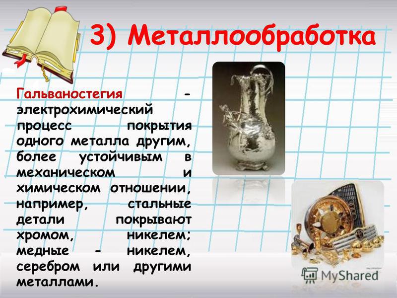 Что такое гальваностегия приведите примеры ее использования Презентация на тему гальванопластика