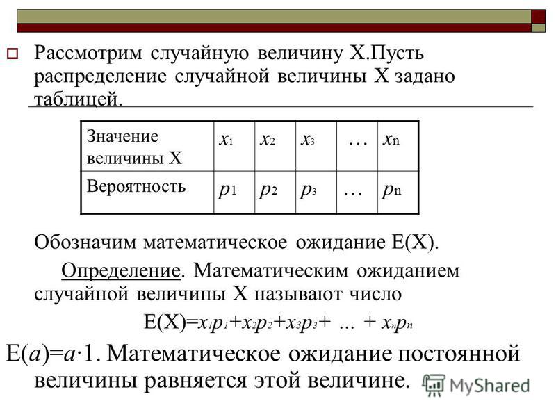 случайная величина х имеет следующий закон распределения: может быть верным