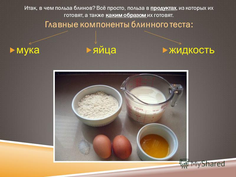 Блинное тесто основное сырье