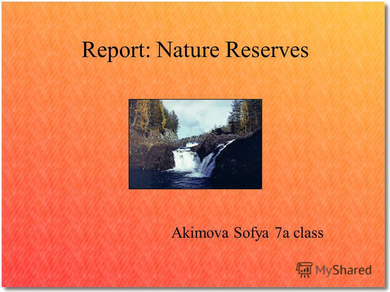 Презентация на тему "Report Nature Reserves Akimova Sofya 7a сlass. Nature Reserves works to