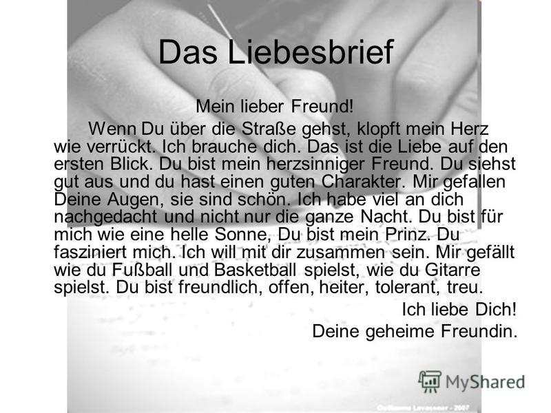 Meinen liebesbrief freund für Liebesbrief wie