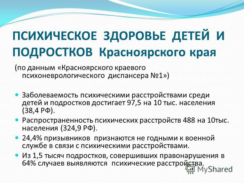 Доклад по теме Проблемы охраны психического здоровья детей в России