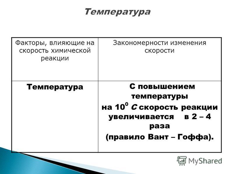 Температуру можно рассматривать как пример фактора