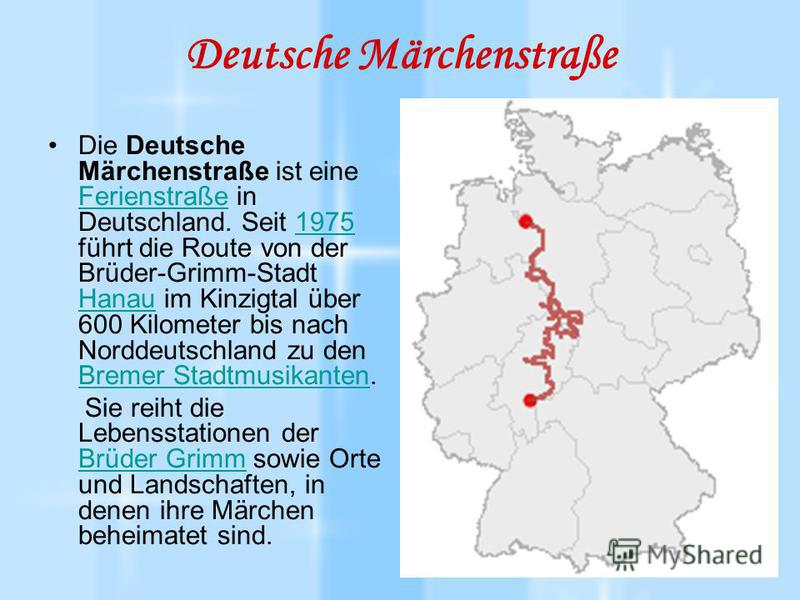 Презентация на тему: "Deutsche Märchenstraße Auf den Spuren der Brüder  Grimm durch's Märchenland.". Скачать бесплатно и без регистрации.