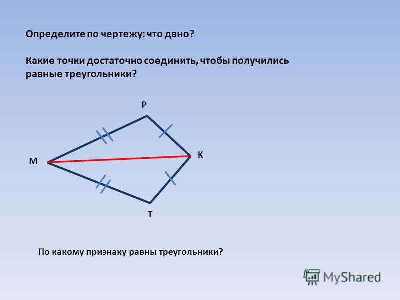 соедини признаки равенства треугольников с чертежами