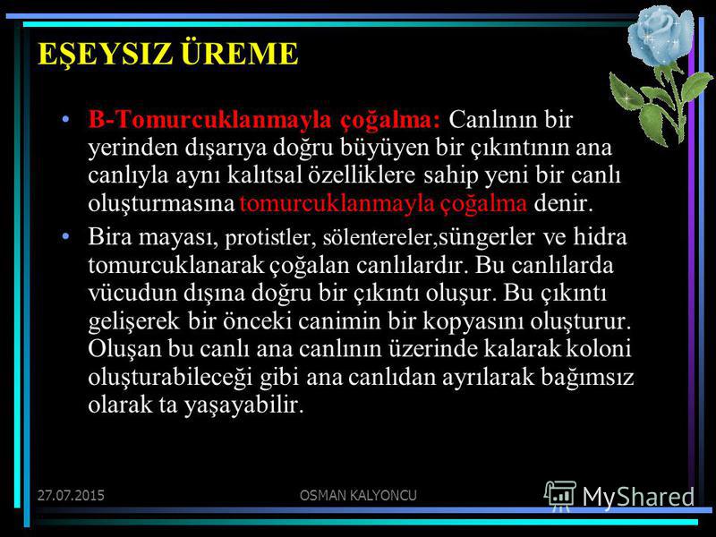 prezentaciya na temu osman kalyoncu canlinin kendine benzer canlilar olusturablmesi ureme skachat besplatno i bez registracii