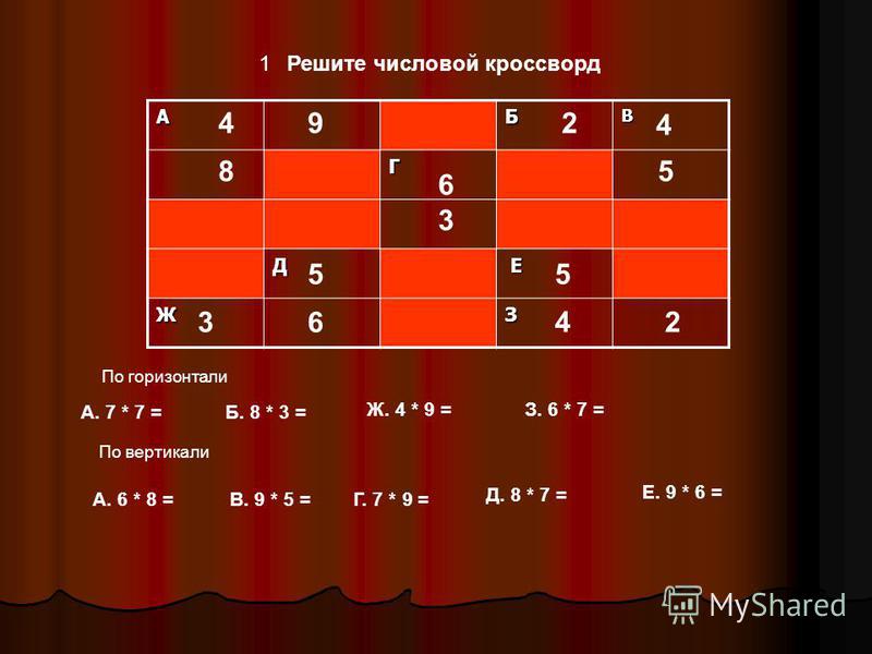 Числовой красворд 5 класс