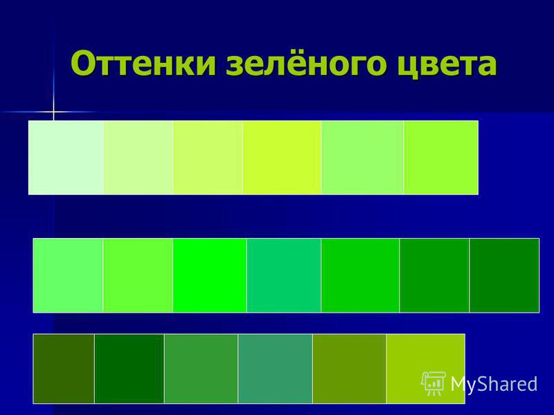 Оттенки зелёного цвета
