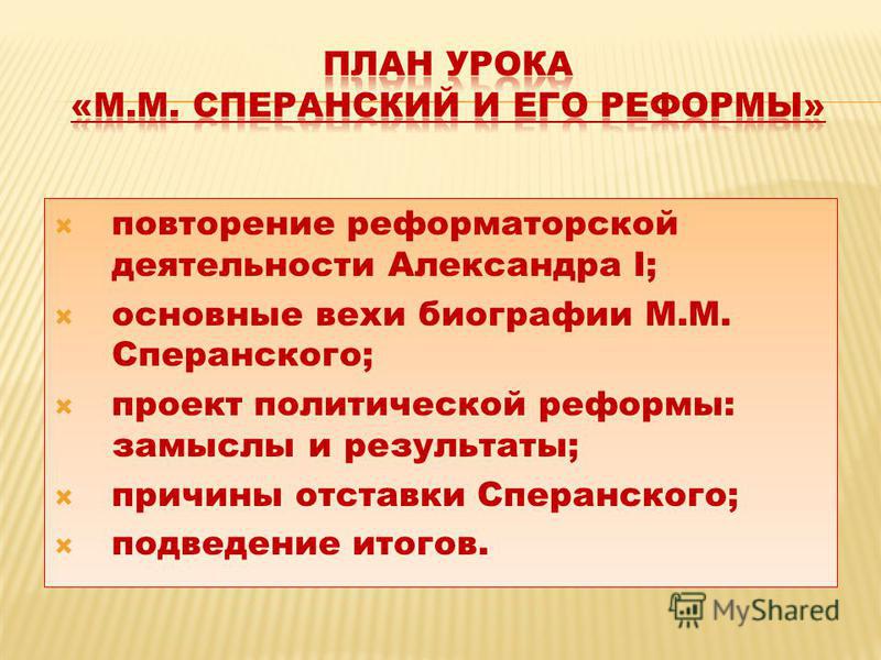 Контрольная работа: План государственных преобразований М.М. Сперанского
