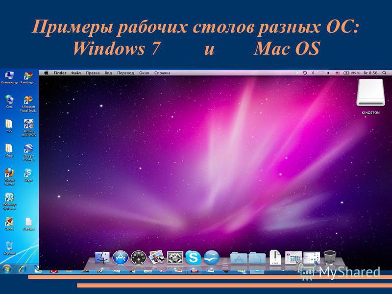 Примеры рабочих столов разных ОС: Windows 7 и Mac OS
