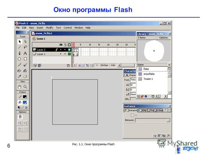 6 Окно программы Flash