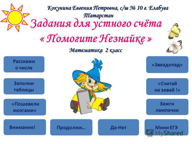 Презентация по устному счету 1 класс