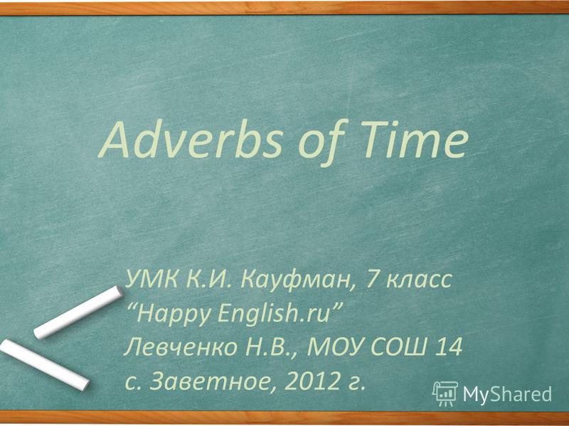 Презентация На Тему: "Adverbs Of Time УМК К.И. Кауфман, 7 Класс.