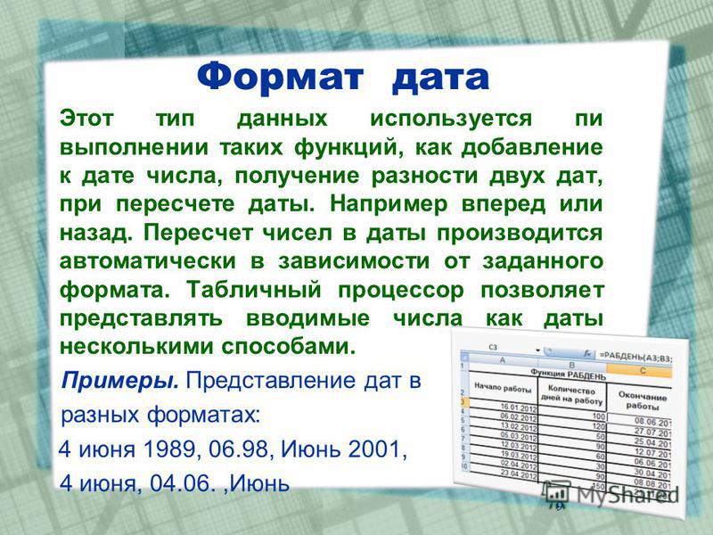 Какие типы данных используются в электронных таблицах - TouristMaps.ru