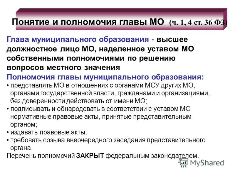 Курсовая работа: Функции и полномочия главы муниципального образования