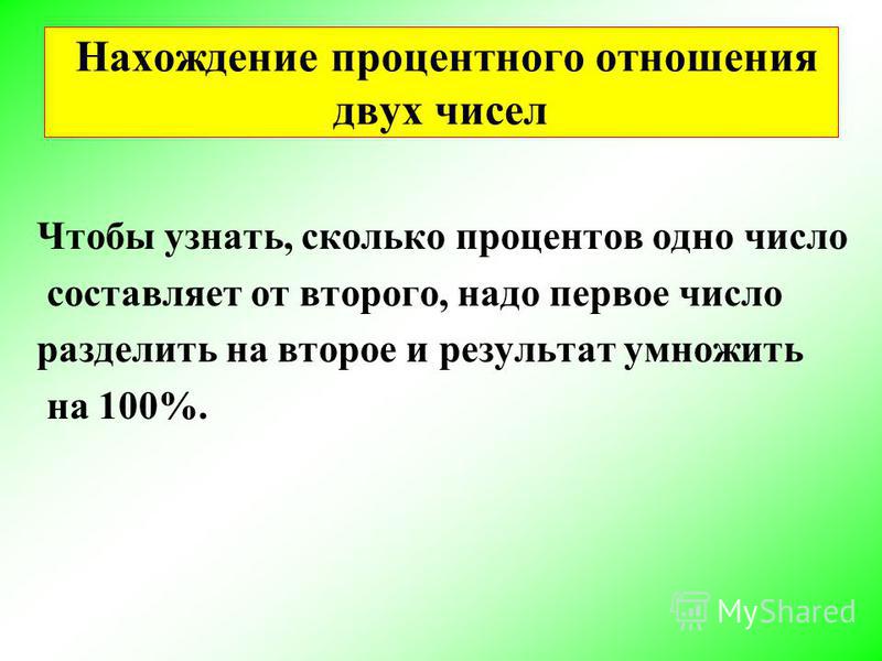 Примеры процентного отношения 2 чисел