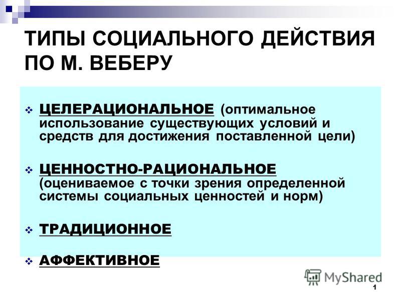 Контрольная работа по теме Социология М. Вебера. Концепция социального действия