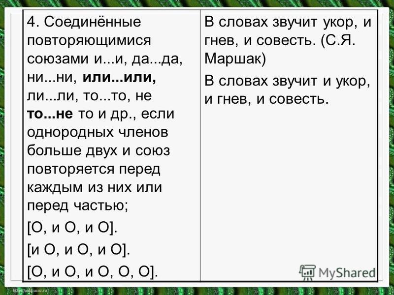 Примеры предложений с повторяющимися союзами