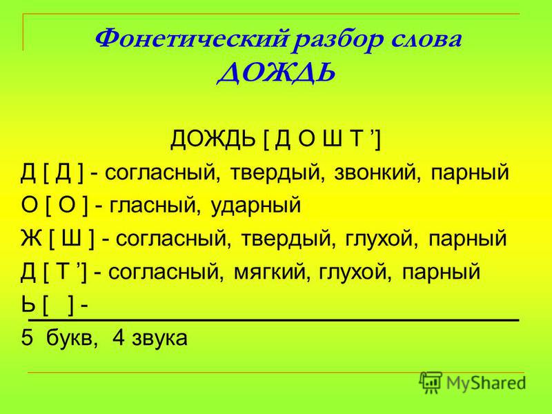 Порядок фонетического разбора слова 4 класс бунеев