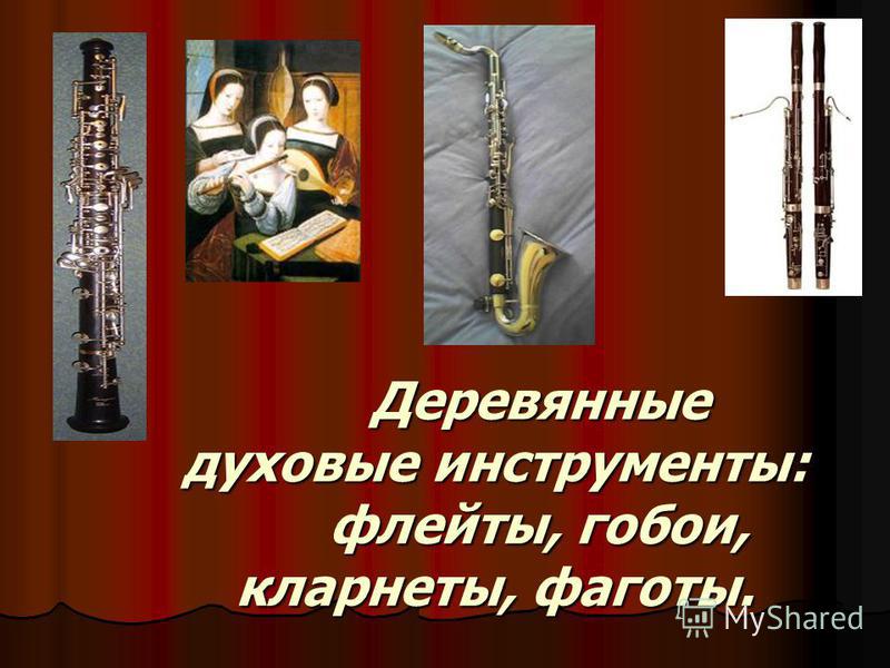 Деревянные духовые инструменты: флейты, гобои, кларнеты, фаготы.