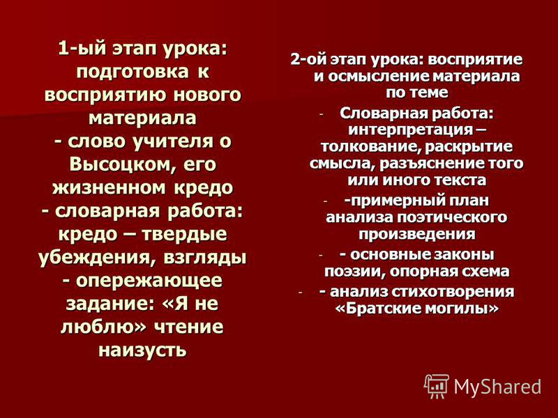 Схема анализа поэтического произведения