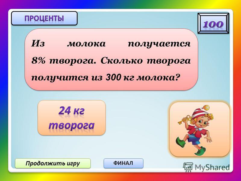 Продолжить игру ФИНАЛ В магазине повесили объявление «Цены увеличены на 1%». Сколько надо заплатить за товар, который стоил раньше 400 рублей?