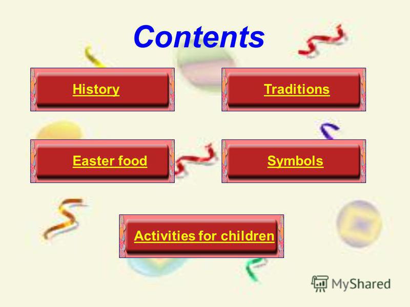 Contents HistoryTraditions SymbolsEaster food Activities for children