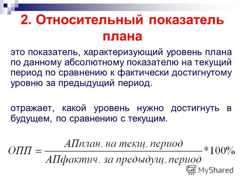 Определите вид относительных показателей
