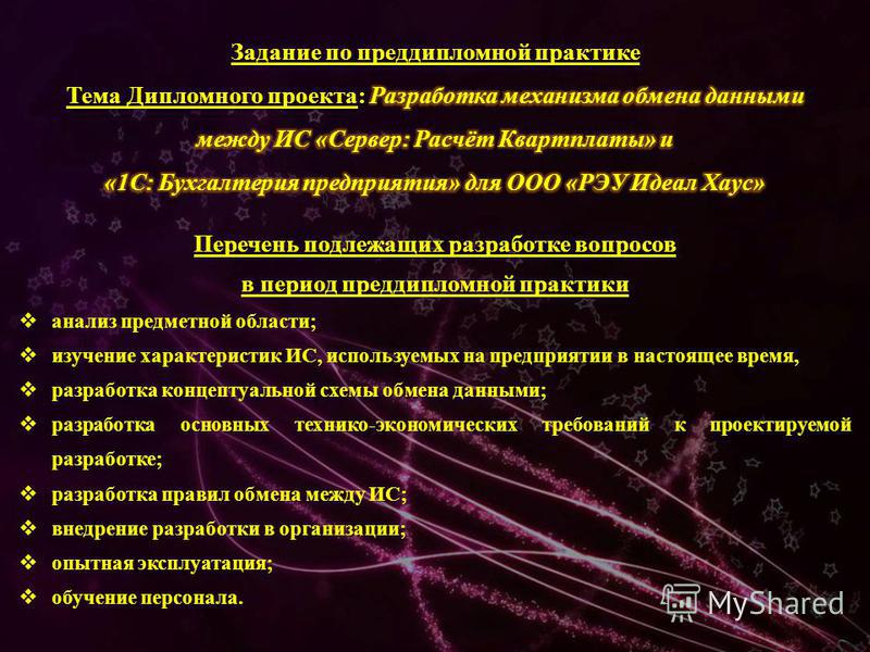 Перечень подлежащих разработке вопросов диплом пример